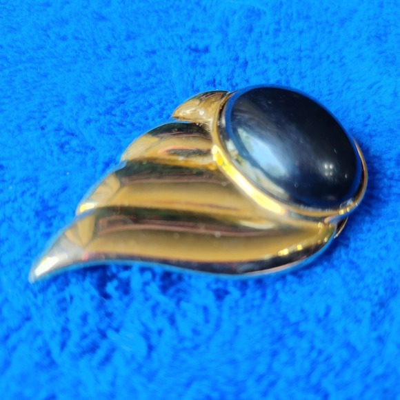 Vintage Specialty House Wing Black Faux Onyx Cabochon Dress Scarf Clip - Picture 3 of 9